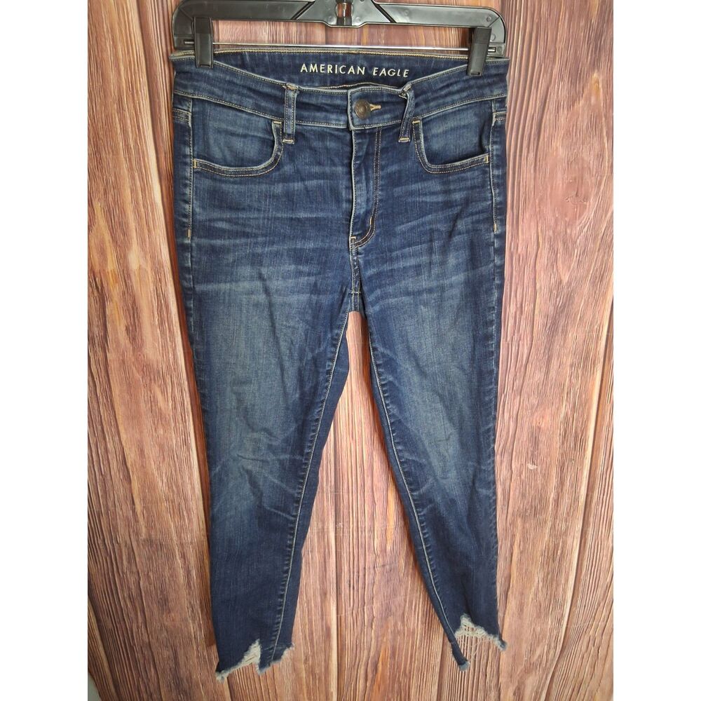 American eagle high rise jegging cropped frayed hem jeans size 8
